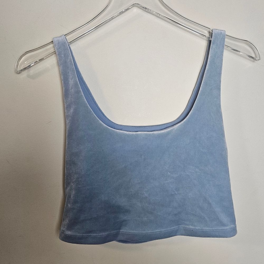 Athleta Plush Velvet Cut Out Crop A-C Scoop Neck Sports Bra Tank Top Size Small
